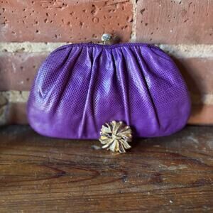 Vintage Judith Leiber Reptile Leather Purple AS IS Shoulder Evening Bag Purse
